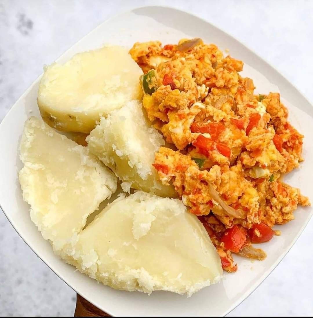 Boiled Yam with Egg Sauce